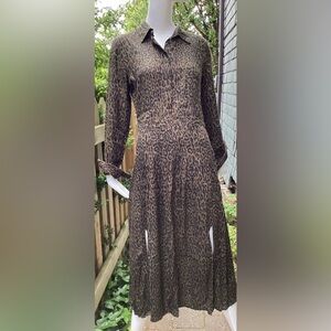 Leopard Print Long Sleeve Dress Small